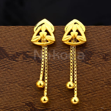 916 Gold Ladies Delicate Plain Earrings LPE360