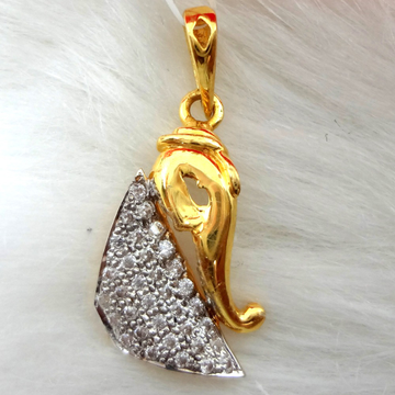 916 gold ganesh icon cz diamond  pendant