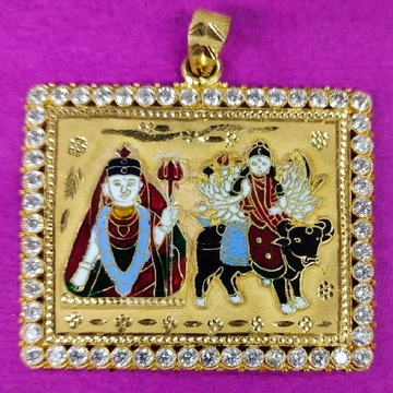 22kt Gold Dipeswari Vihat Ma Mix Mina Pendant by Saurabh Aricutting