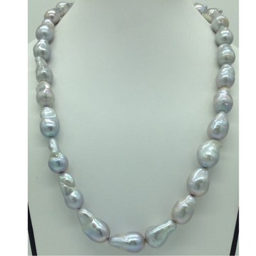 Freshwater grey oval baroque pearls 1 layers necklace jpm0368