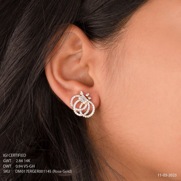 14k Rose Gold Elegant Diamond Earring