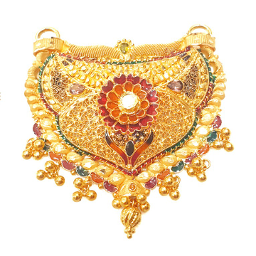 22k gold meenakari flower shape mangalsutra pendan...