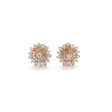 Sparkling Snowflake Diamond Earrings Studs in Rose...
