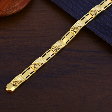 Mens 916 Gold Fancy Bracelet-MPB125