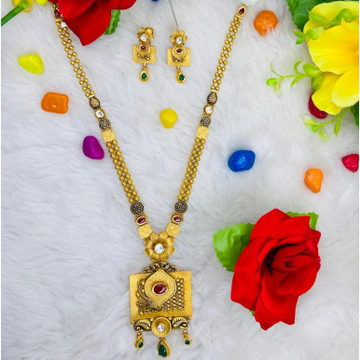 916 Gold Antique Long Necklace Set by Ranka Jewellers