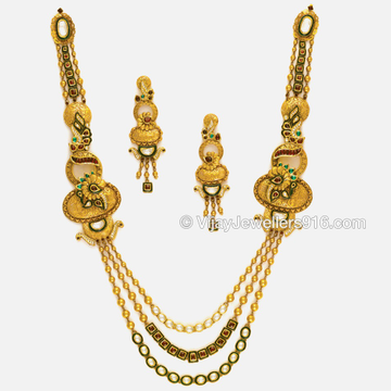 22K Gold Attractive Layered Chain Necklace Set by 