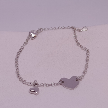 Heart concept silver fancy ladies anklets by Rangila Jewellers