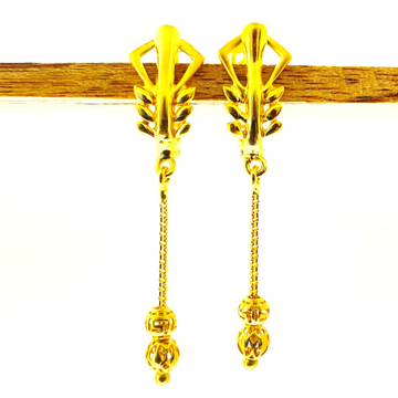 22k yellow gold unique plain earrings by 