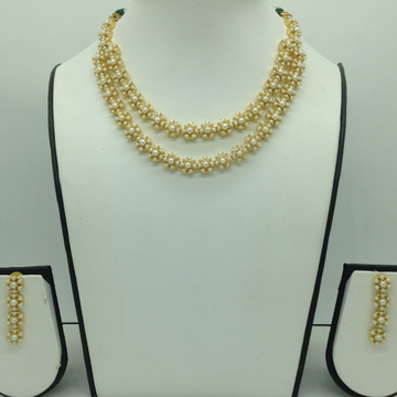 Freshwater white button pearls necklace set jnc0109
