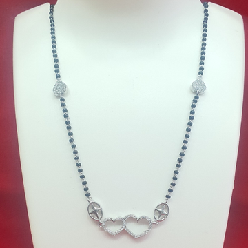 Silver 92.5 Heart Shape Diamond Fancy Mangalsutra by 