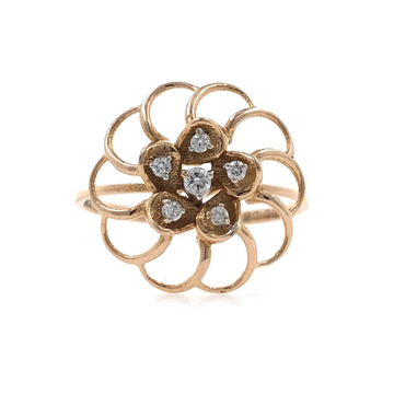 18kt / 750 Rose Gold Floral Diamond Ladies Ring 9LR175