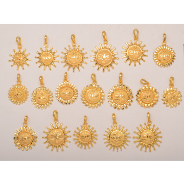 916 Gold Surya Pendant by Samanta Alok Nepal