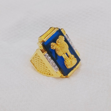 Gold satyamev jayate ring by Simandhar Ornament