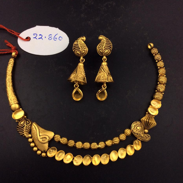 22K(916)Gold Ladies Fancy Antique Necklace Set by Sneh Ornaments