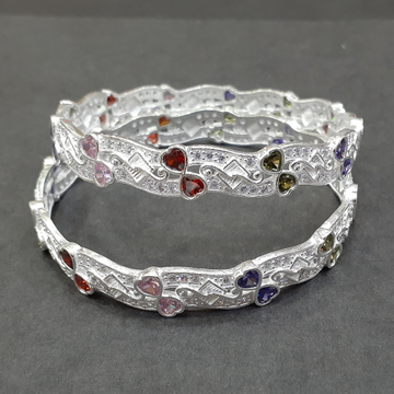 Heart stone 925 silver bangle by 