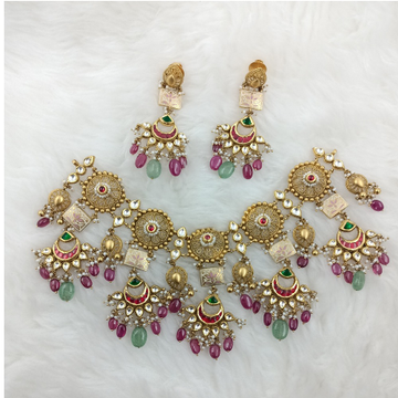 916 Gold Antique Wedding Necklace Set by Ranka Jewellers