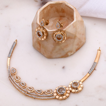916 Gold CZ Delicate Necklace Set by 