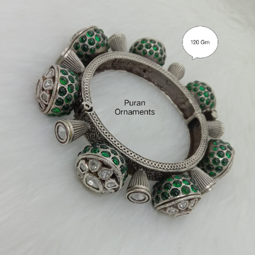 Pure silver kundan pacheli with real gemstones