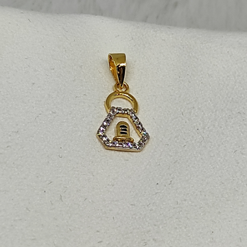 gold with cz shivji pendant by Rangila Jewellers