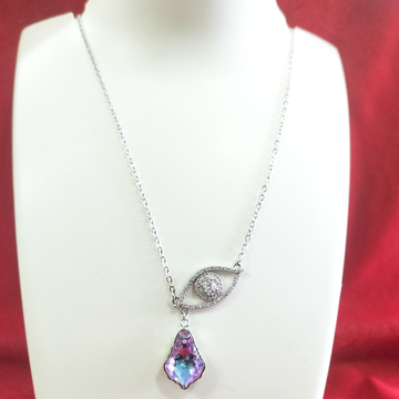 92.5 Silver Blue And White Diamond Fancy Chain Pendant by 