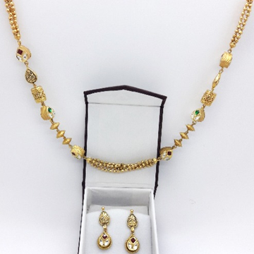 22KT Gold Antique Mala With Earring CMJ-N002 by 
