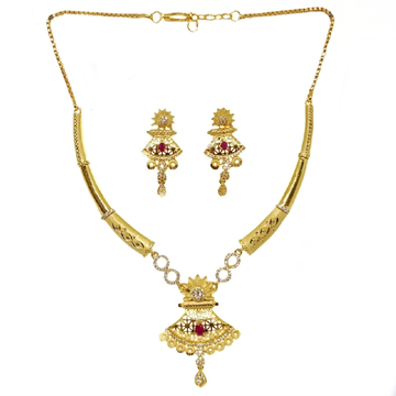 Fancy 1 Gram Gold Plated Necklace Set MGA - STE013...