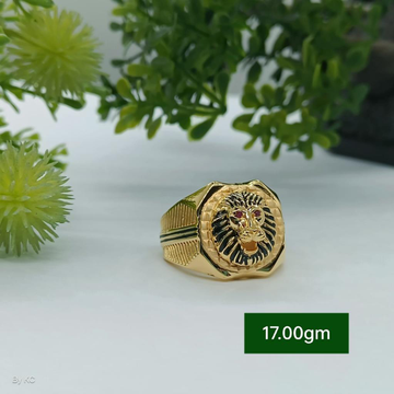 22K Gold Lion Face Ring For Men by 