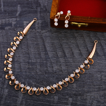 18CT Rose Gold Diamond Necklace Set RN158