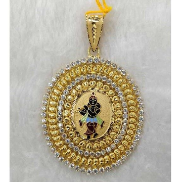 916 gold krishna round gents pendant