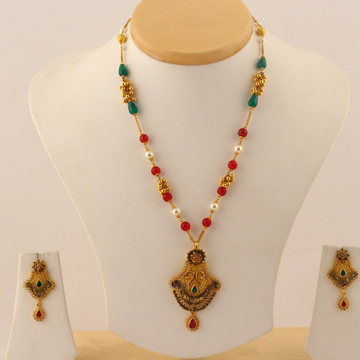 Manufacturer of 22kt gold designer antique necklace set | Jewelxy - 37379