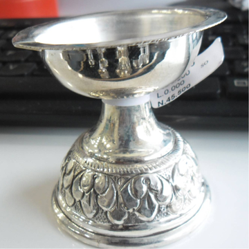 Silver Antique Designer Round Shape Diya / Deepak by 