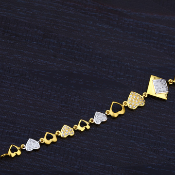 Ladies 22K Gold Cz Diamond Bracelet-LB128