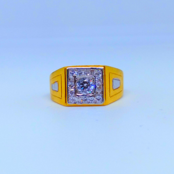 22 KT 916 Hallmark fancy square diamond gents Ring by Harekrishna Gold