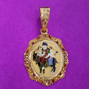 Gold Antique Meladi maa Ghatkam mina paendant by Saurabh Aricutting
