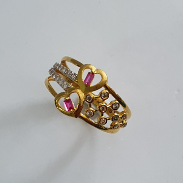 22k 91.6 Gold Fency Diamond Ring by 