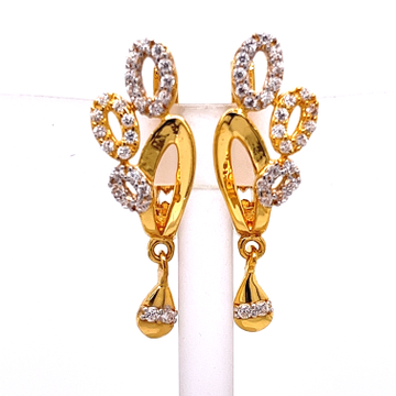 22k Yellow Gold CZ Elegant Bali Earrings by 
