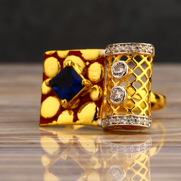 916 Gold Cz  Women's Delicate Hallmark  Long Ring...