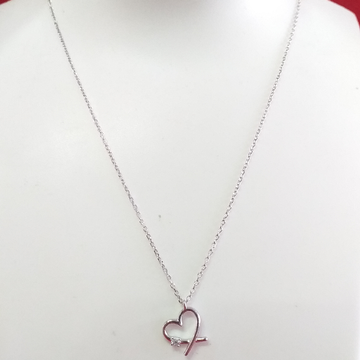 Silver 92.5 White Diamond Heart Shape Pendant Chain by 