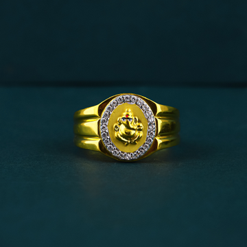 22k 916 Ganpati Design Premium Diamond Gold Ring F... by 