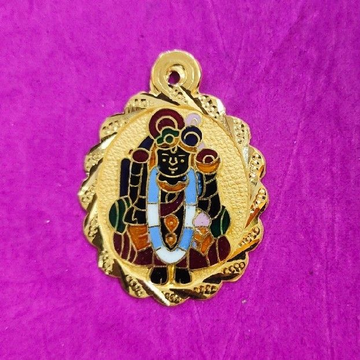 Gold 22k  dwarkadhish mina pendant by Saurabh Aricutting