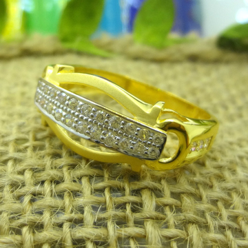 916 gold cz diamond stylish curve shape gents ring