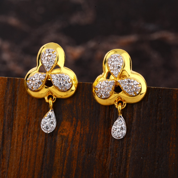 22CT Gold CZ Women's Designer Hallmark Earring LFE...