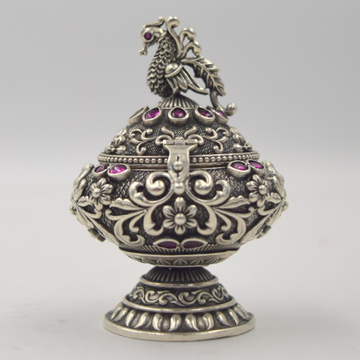 Designer Peacock Design silver Antique Kankavai  by 