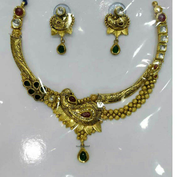 22K/916 Gold Antique Jadtar Necklace Set