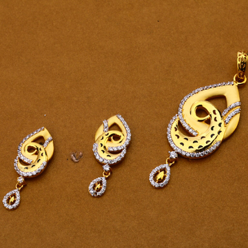 916 Gold Cz Fancy Hallmark Pendant Set FSP155
