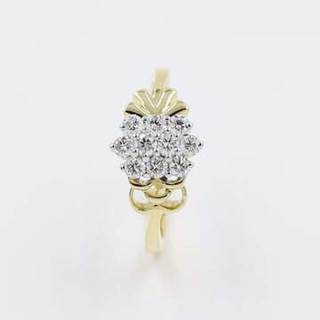 Charming 14 Karat Yellow Gold And Floral Real Diam...