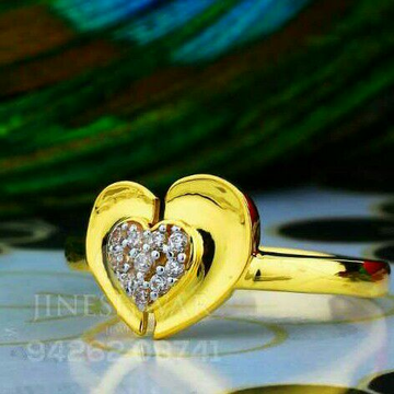Heart Shape Cz Gold Ladies Ring LRG -0035