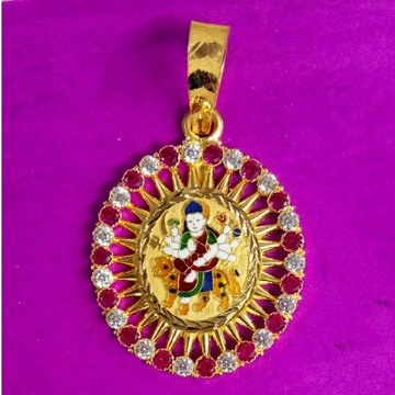 22kt. Gold Diamond Ambaji Ma Mina Pendant by Saurabh Aricutting