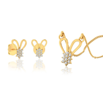 22k gold cz love pendant set by 