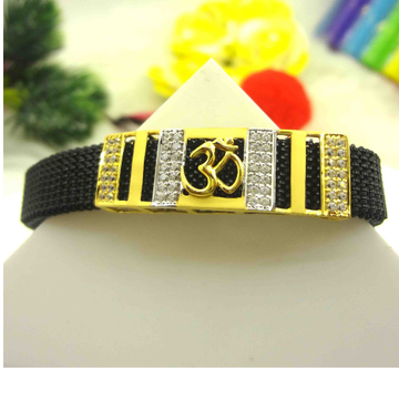 916 gold cz diamond om design gents bracelet